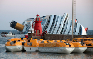 Cruise ship accident Costa Concordia flipped over
