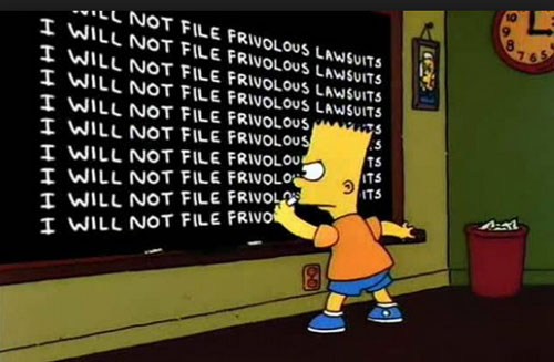 Frivolous Lawsuits Chalkboard from the Simpsons Graphic