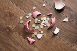 smashed piggy bank