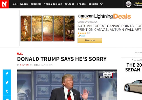 'Donald Trump Says He's Sorry' Headline