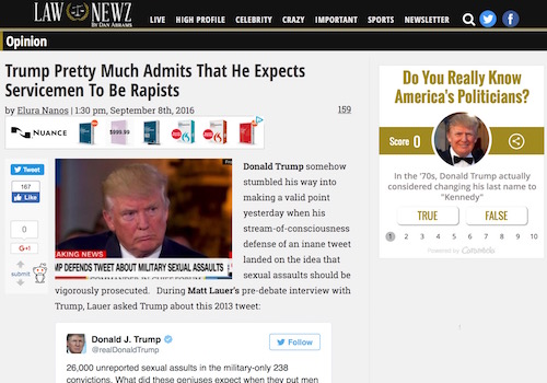 'Trump Pretty Much Admits That He Expects Servicemen to Be Rapists'