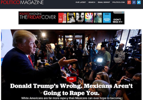 'Donald Trump's Wrong. Mexicans Aren't Going to Rape You.' Headline