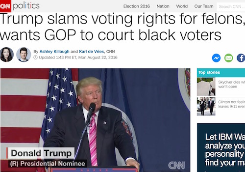 'Trump Slams Voting Rights for Felons, Wants GOP to Court Black Voters' Headline