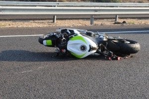 Motorcycle Fallen On Its Side After Accident