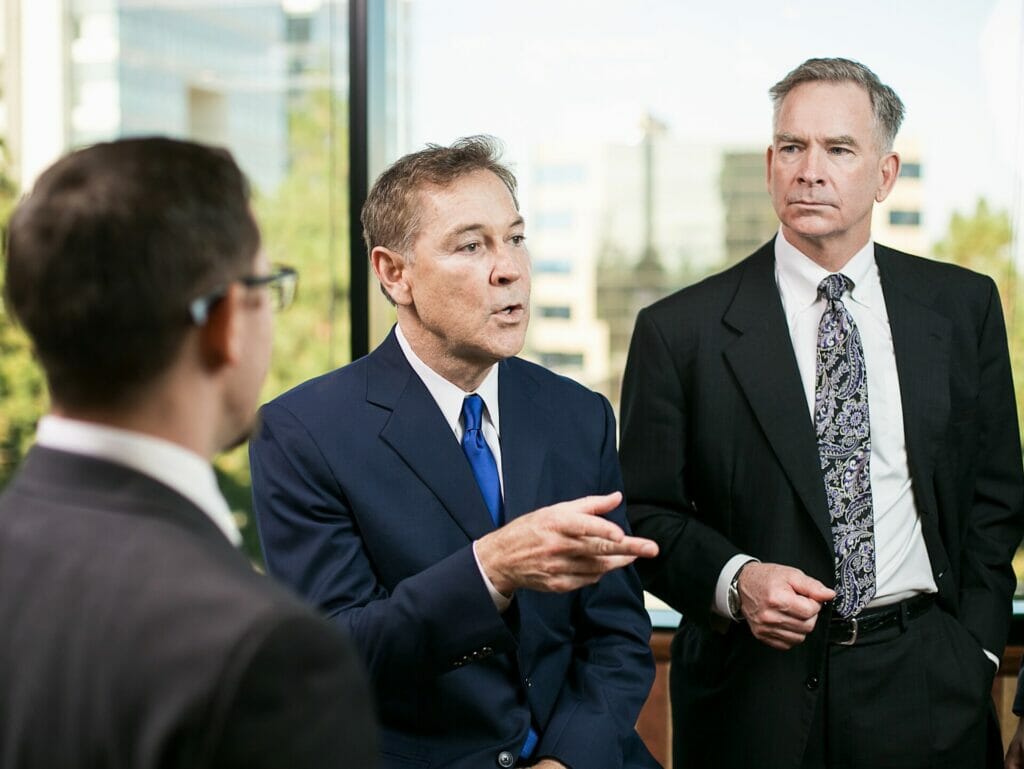 Attorneys discussing a pedestrian injury case