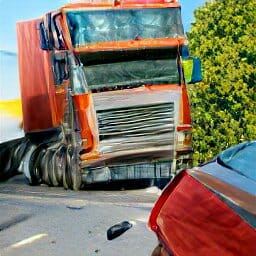 car and truck accident on road