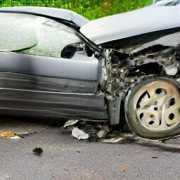 image of a car got accident front damaged