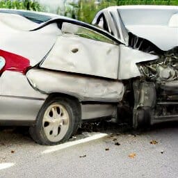 image of white car accident