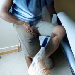 a man showing his injured leg