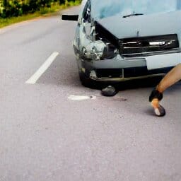 man injured while walking on the road accident leg damaged