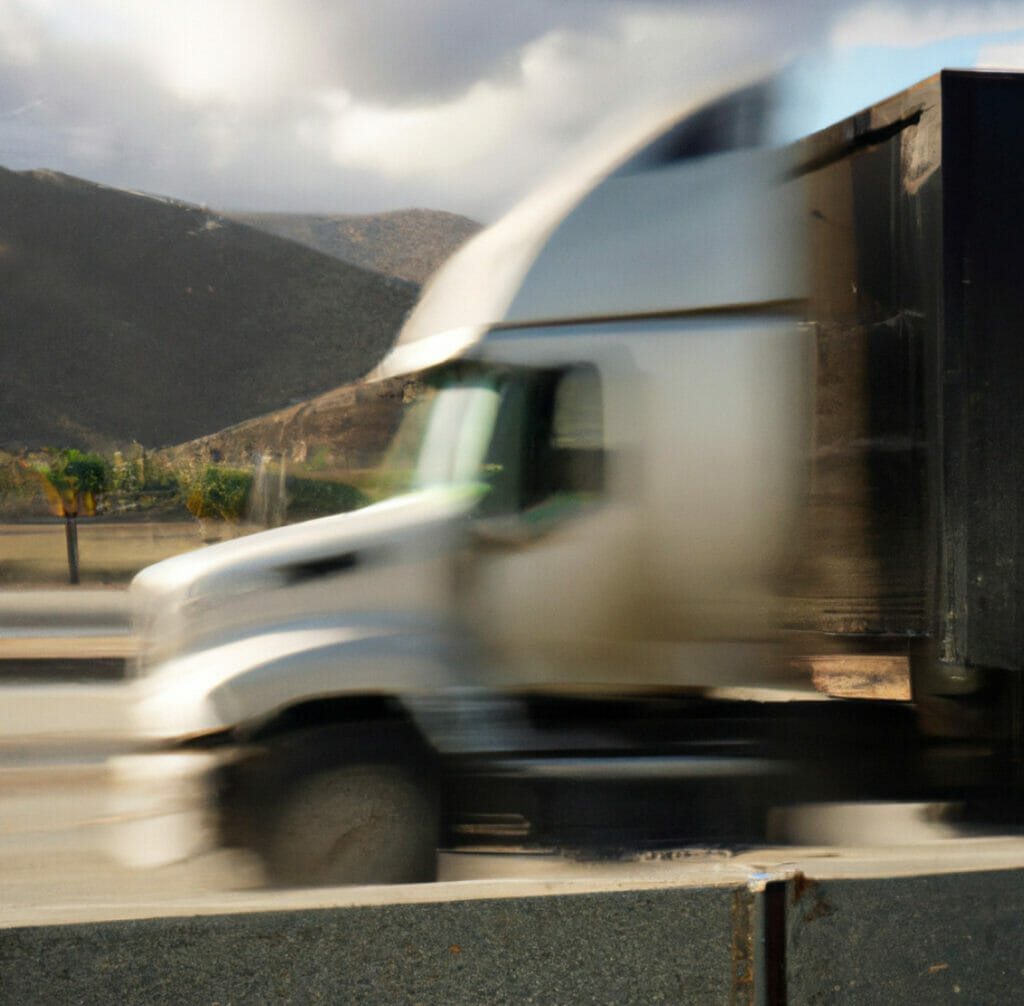 truck driving fast on a windy day in Riverside CA