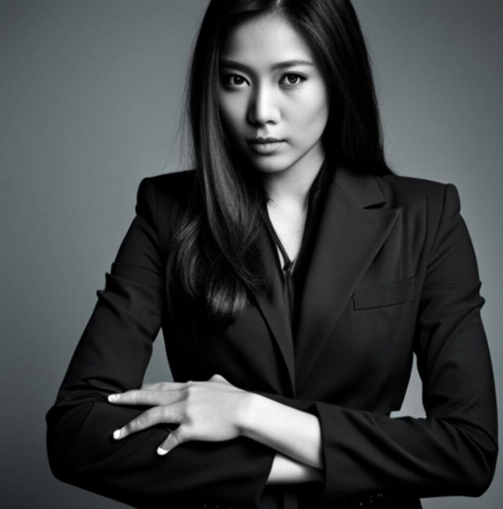 black and white pretty attorney woman portrait