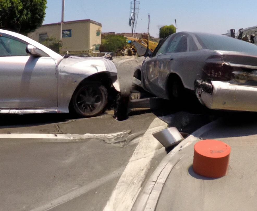 car accident t boned in intersection silver sedan