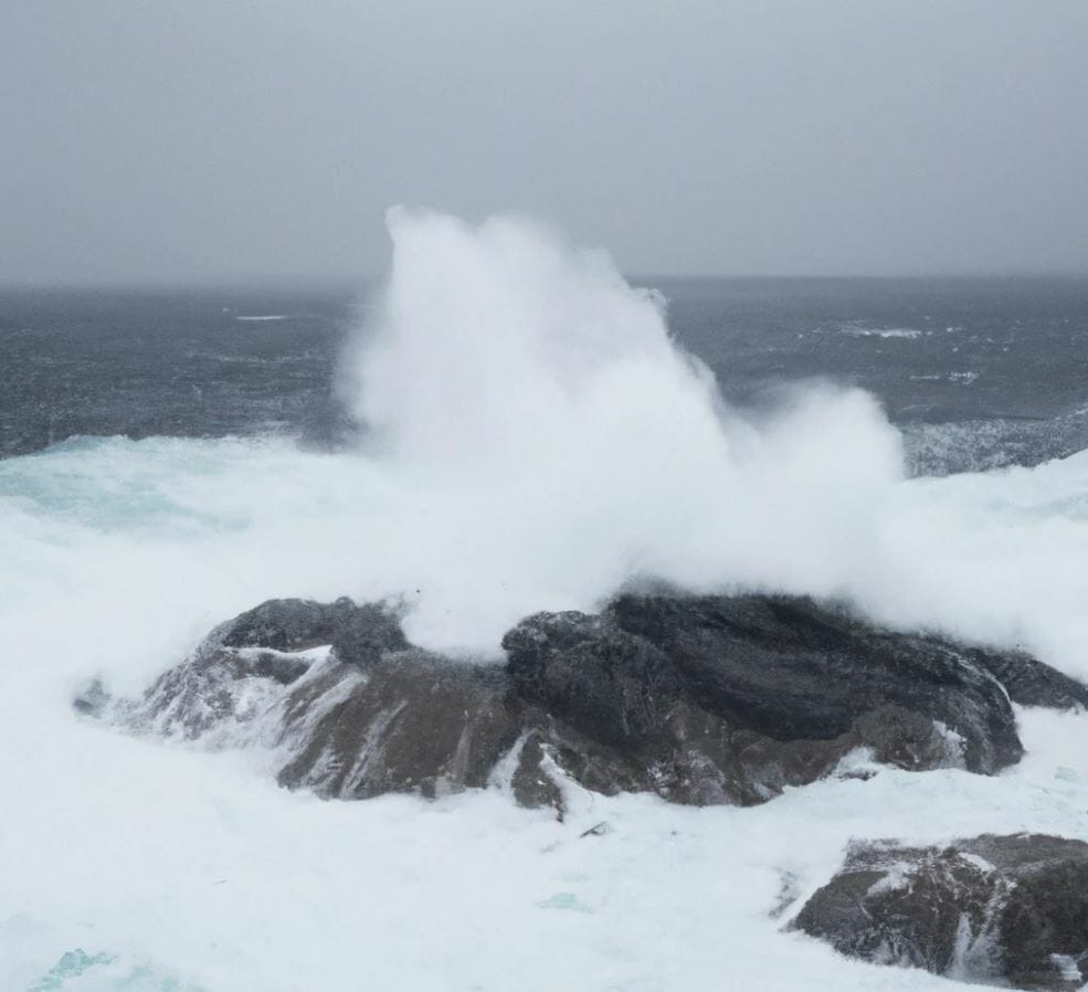 dangerous current in ocean for drowning crashsing wave rock