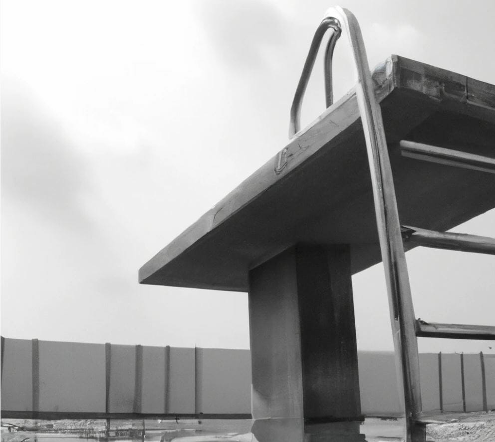 gray tone diving board pool