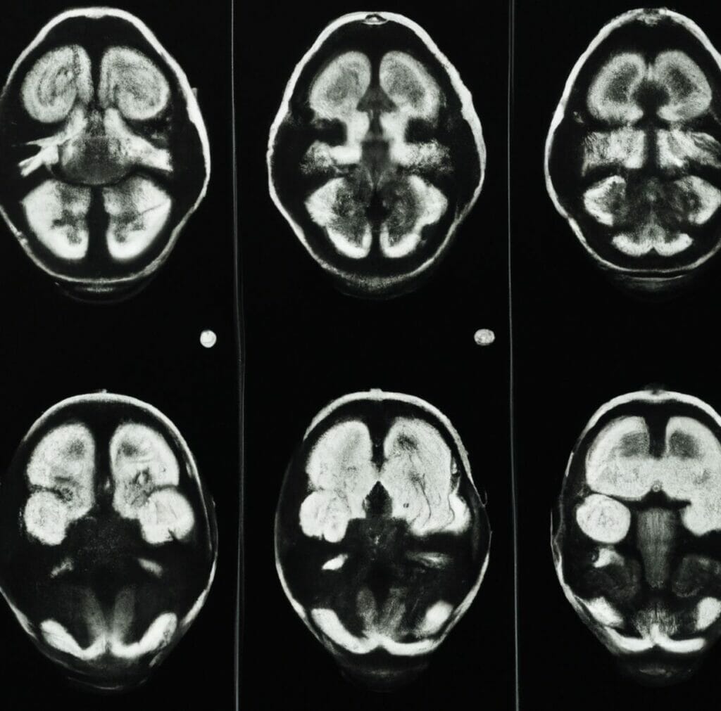 CT scan of the brain after a tbi