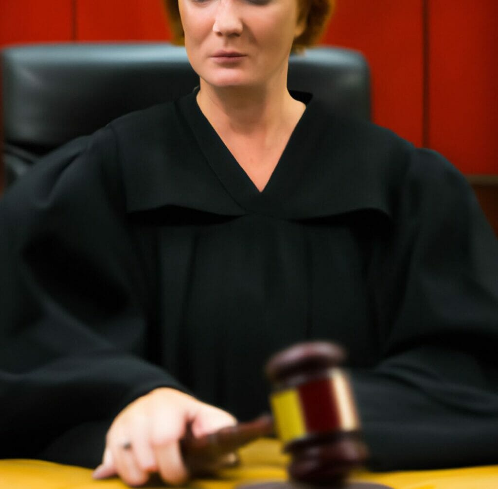 judge lady in black holding gavel in santa ana court