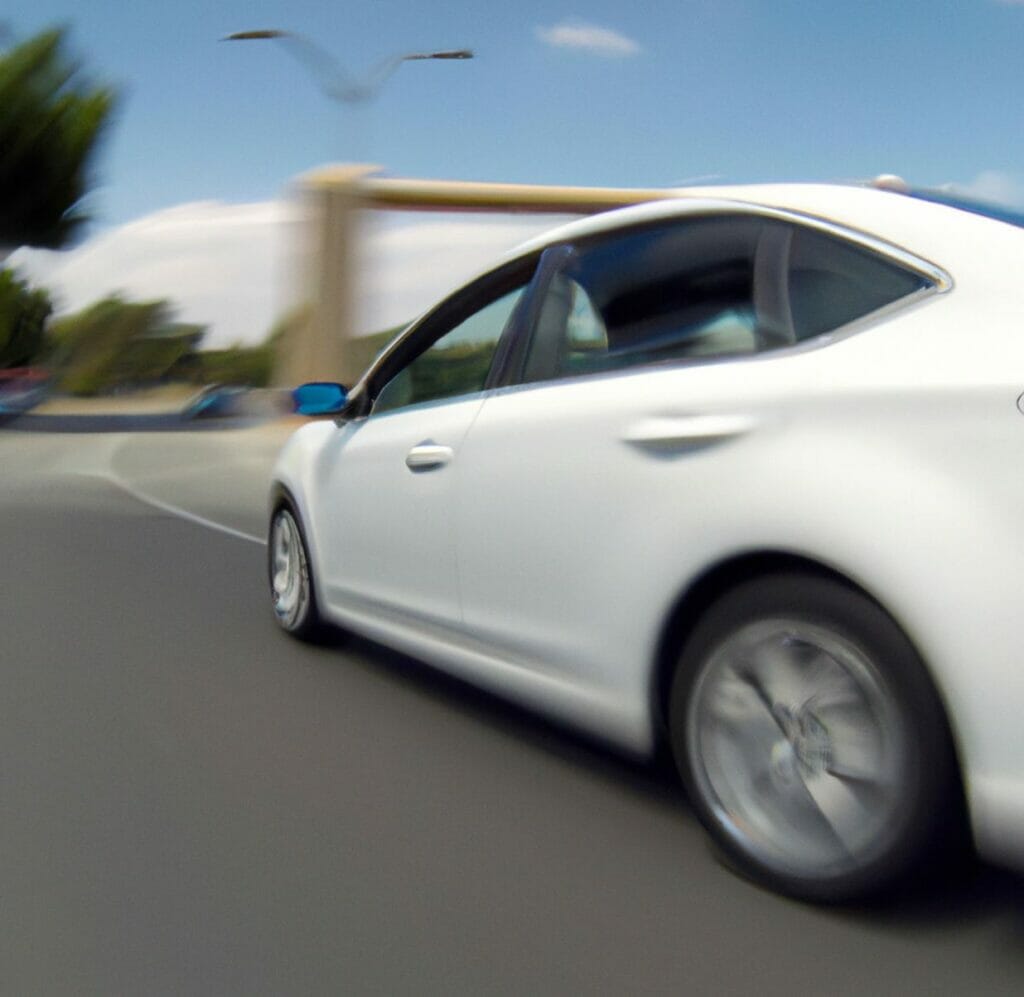 White Uber car speeding in Irvine, Ca